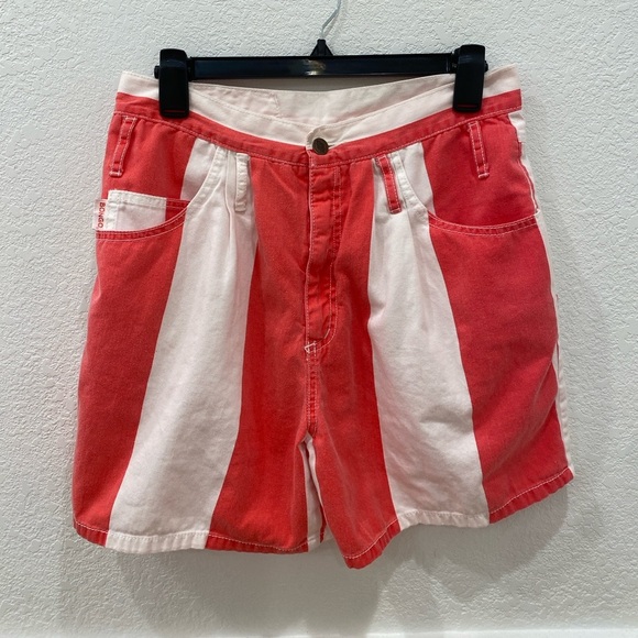 Vintage 90’s BONGO shorts striped white red size 5 - Picture 2 of 5